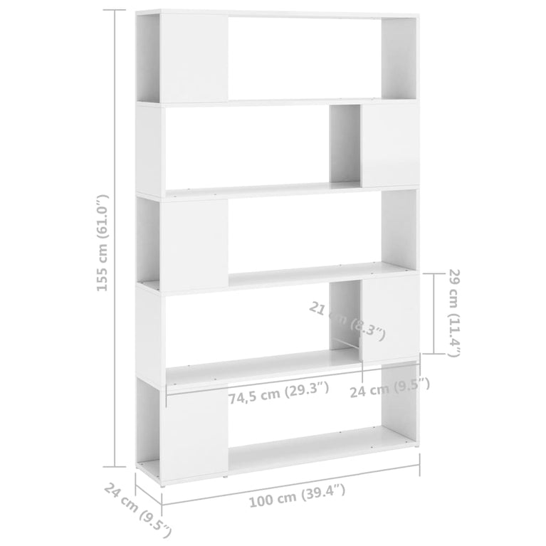 Boekenkast/kamerscherm bewerkt hout hoogglans wit MeubelReus