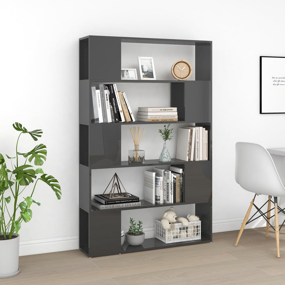 Boekenkast/kamerscherm bewerkt hout hoogglans grijs MeubelReus