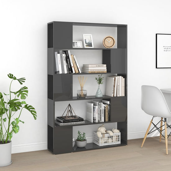 Boekenkast/kamerscherm bewerkt hout hoogglans grijs MeubelReus