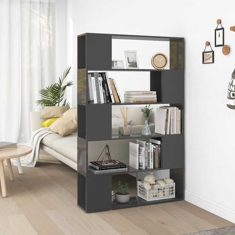 Boekenkast/kamerscherm bewerkt hout hoogglans grijs MeubelReus