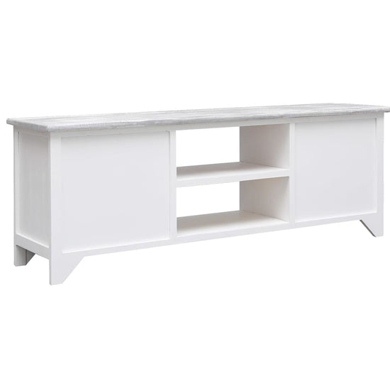 Tv-meubel 108x30x40 cm massief paulowniahout wit en grijs MeubelReus