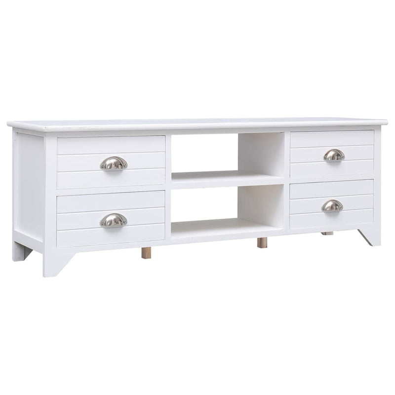 Tv-meubel 108x30x40 cm massief paulowniahout wit MeubelReus