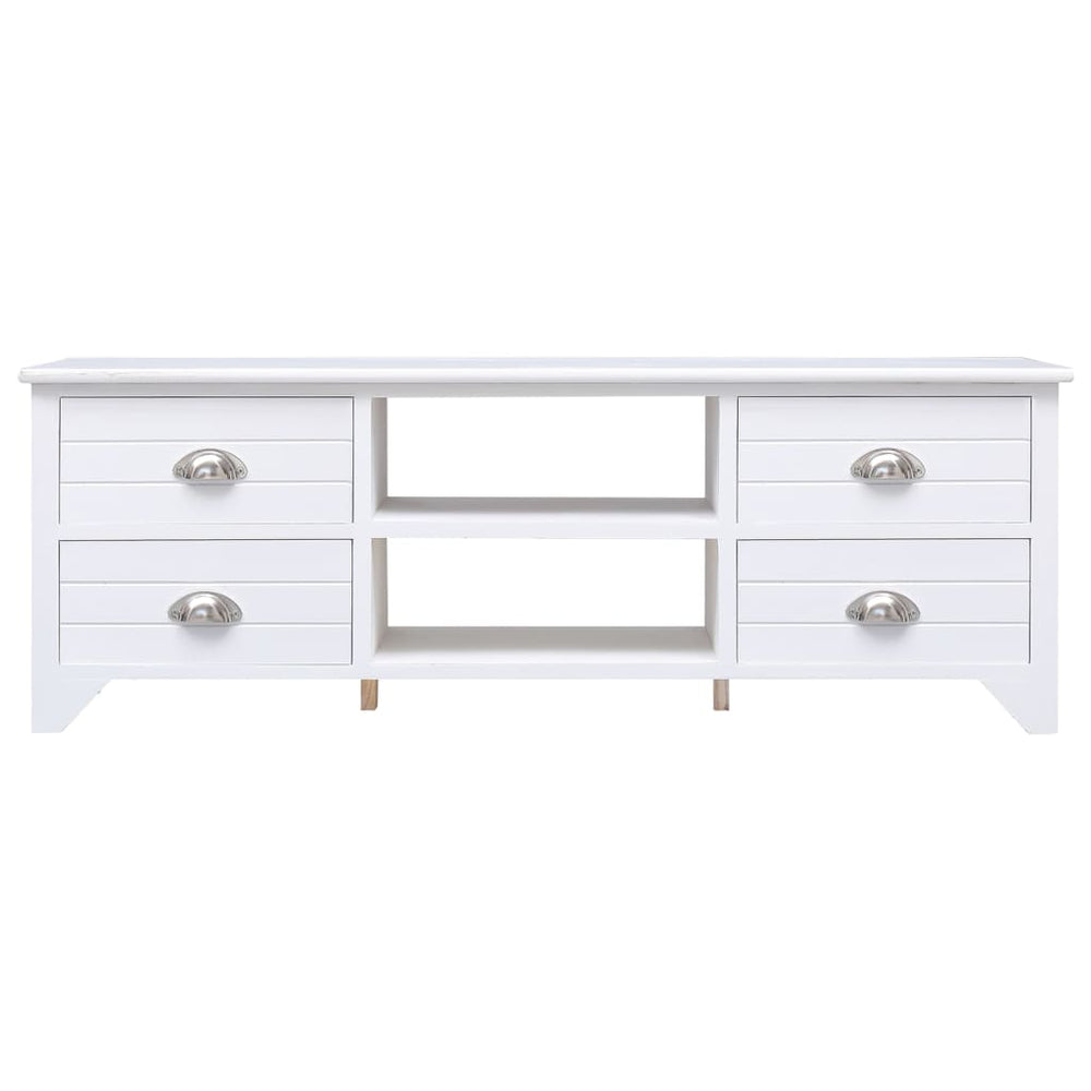 Tv-meubel 108x30x40 cm massief paulowniahout wit MeubelReus