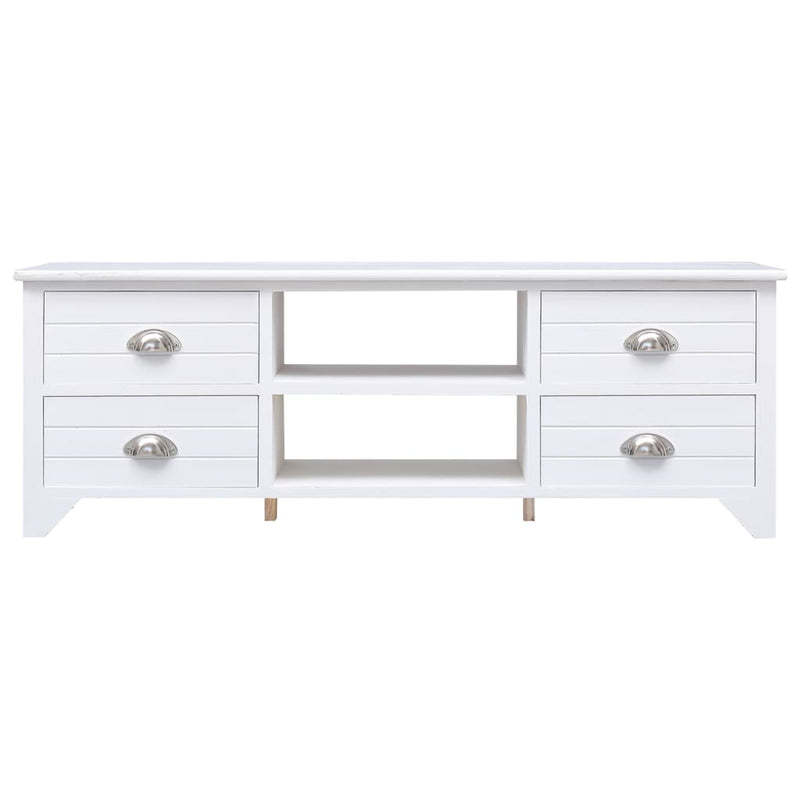 Tv-meubel 108x30x40 cm massief paulowniahout wit MeubelReus