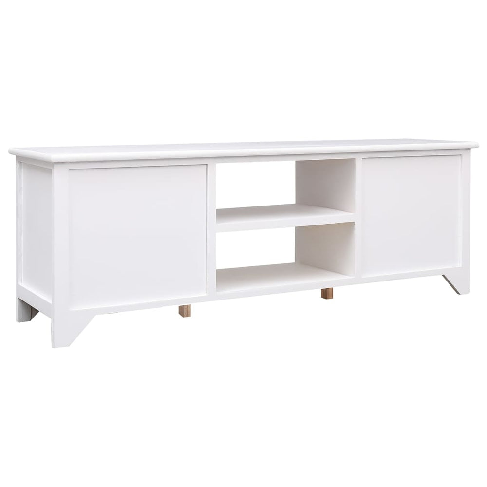 Tv-meubel 108x30x40 cm massief paulowniahout wit MeubelReus