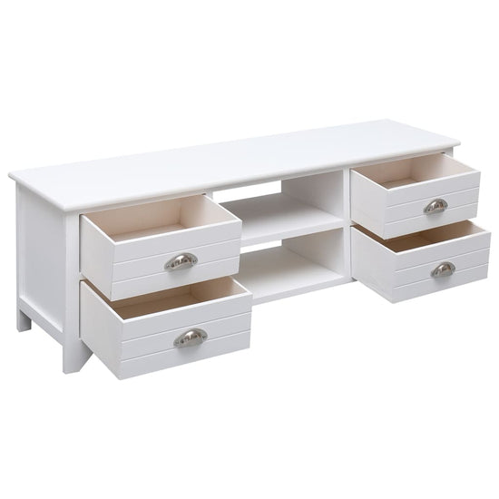 Tv-meubel 108x30x40 cm massief paulowniahout wit MeubelReus
