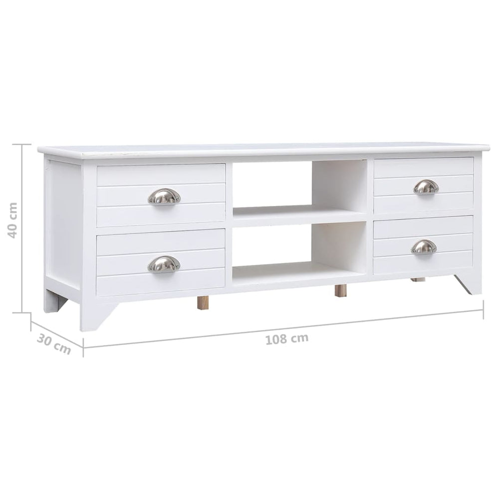 Tv-meubel 108x30x40 cm massief paulowniahout wit MeubelReus