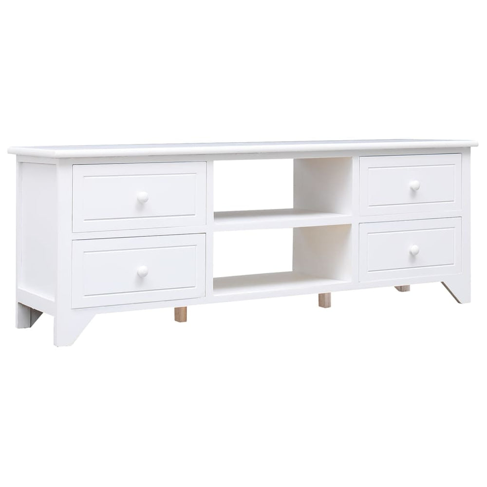 Tv-meubel 108x30x40 cm massief paulowniahout wit MeubelReus