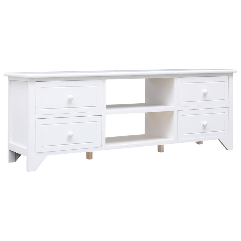 Tv-meubel 108x30x40 cm massief paulowniahout wit MeubelReus