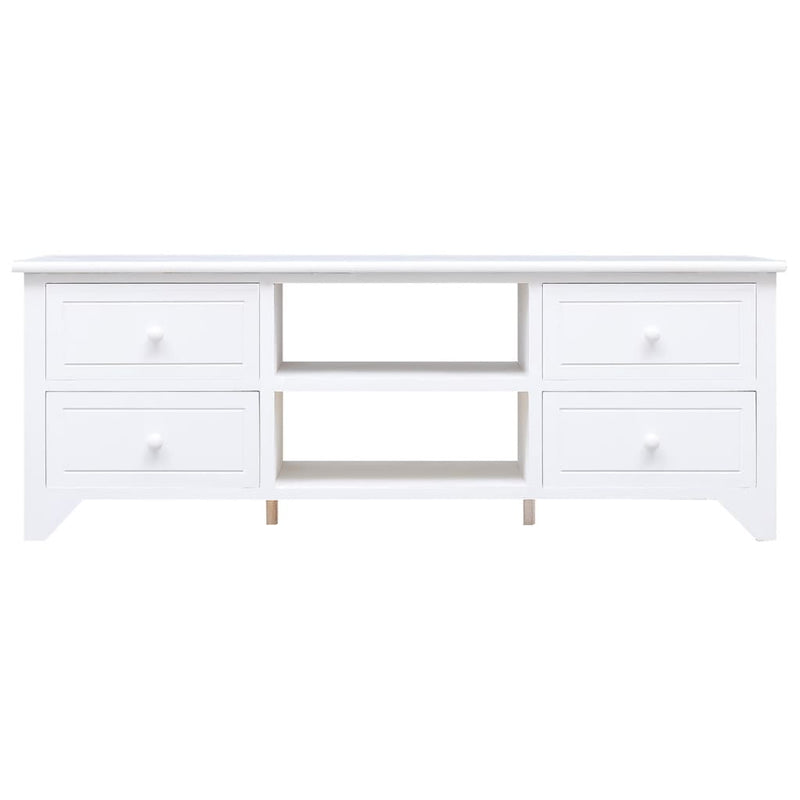 Tv-meubel 108x30x40 cm massief paulowniahout wit MeubelReus