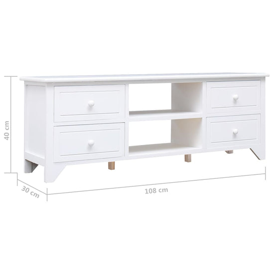 Tv-meubel 108x30x40 cm massief paulowniahout wit MeubelReus