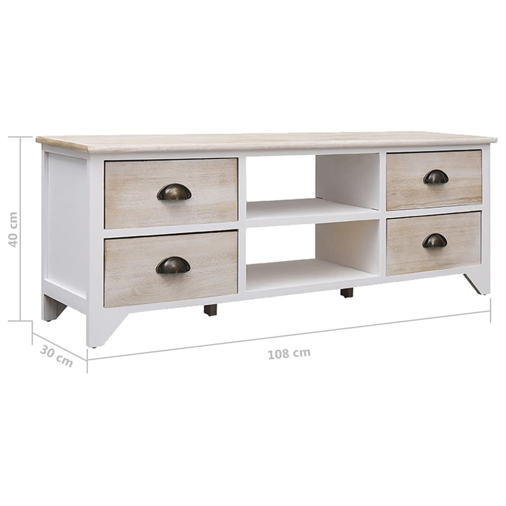 Tv-meubel 108x30x40 cm massief paulowniahout MeubelReus