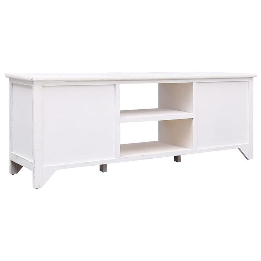 Tv-meubel 108x30x40 cm massief paulowniahout antiekwit MeubelReus