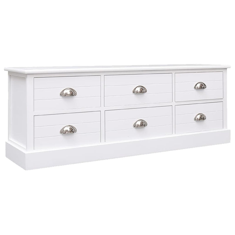Tv-meubel 108x30x40 cm massief paulowniahout wit MeubelReus