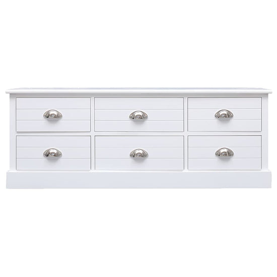 Tv-meubel 108x30x40 cm massief paulowniahout wit MeubelReus