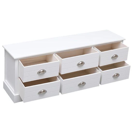 Tv-meubel 108x30x40 cm massief paulowniahout wit MeubelReus