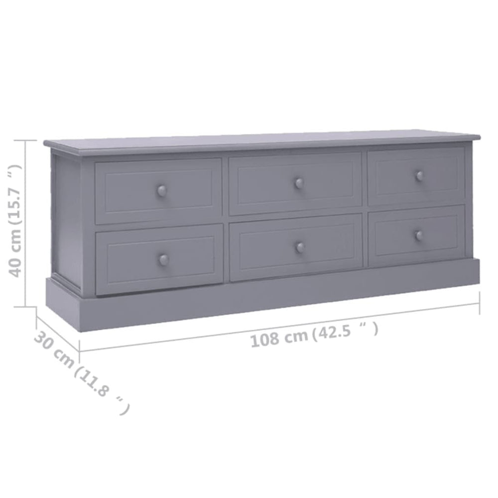 Tv-meubel 108x30x40 cm massief paulowniahout donkergrijs MeubelReus