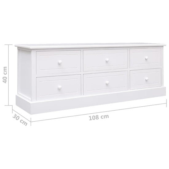 Tv-meubel 108x30x40 cm massief paulowniahout wit MeubelReus