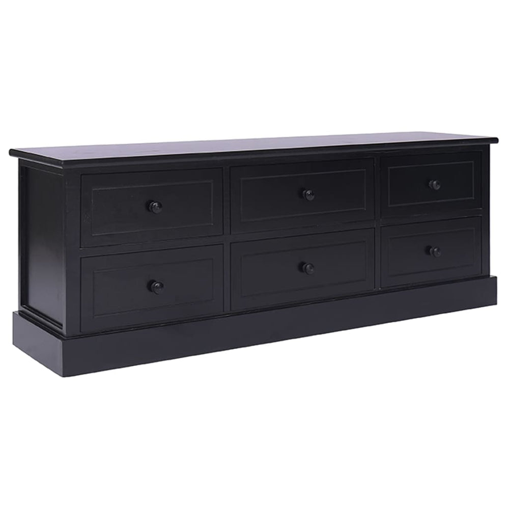 Tv-meubel 108x30x40 cm massief paulowniahout zwart MeubelReus