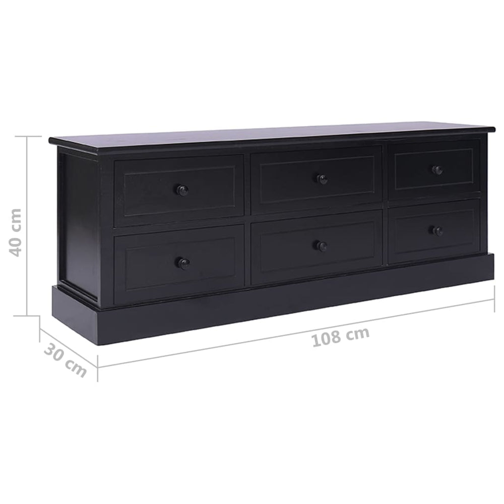 Tv-meubel 108x30x40 cm massief paulowniahout zwart MeubelReus