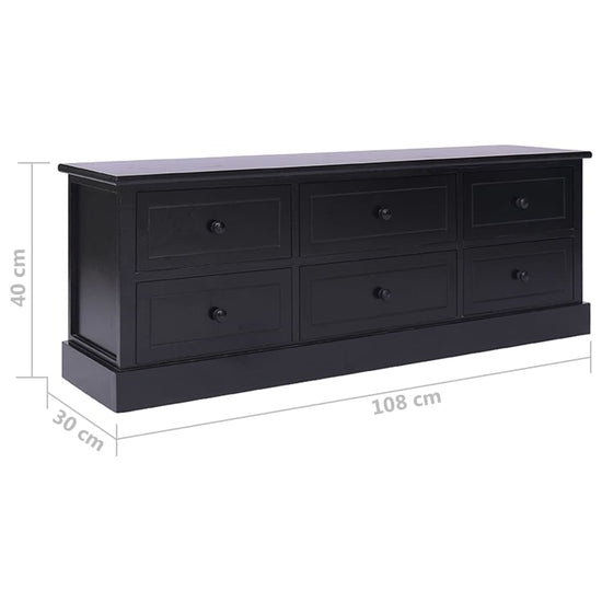 Tv-meubel 108x30x40 cm massief paulowniahout zwart MeubelReus