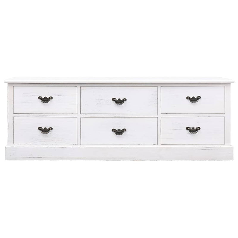 Tv-meubel 108x30x40 cm massief paulowniahout antiekwit MeubelReus
