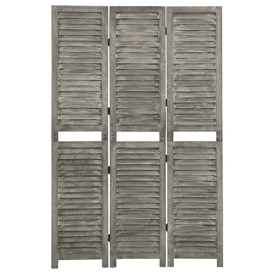Kamerscherm met 3 panelen 106,5x166 cm massief hout grijs MeubelReus