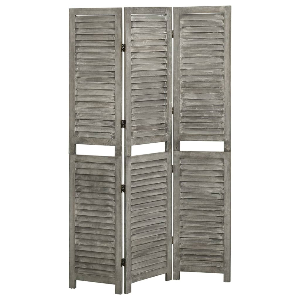 Kamerscherm met 3 panelen 106,5x166 cm massief hout grijs MeubelReus