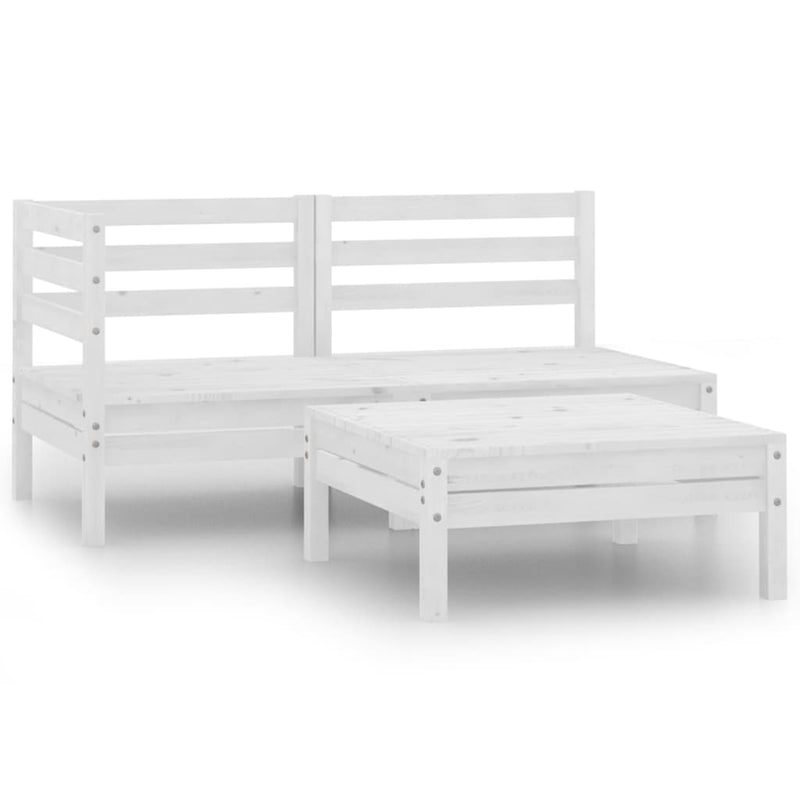 3-delige Loungeset massief grenenhout wit MeubelReus
