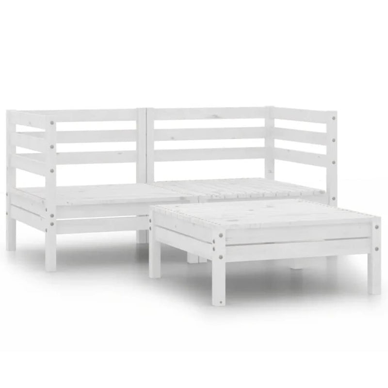 3-delige Loungeset massief grenenhout wit MeubelReus