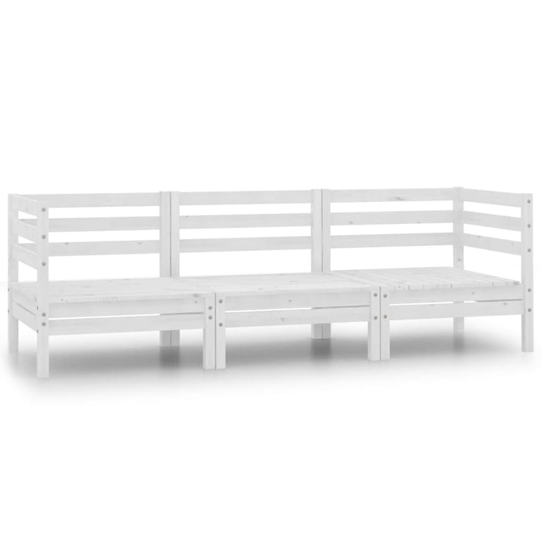 3-delige Loungeset massief grenenhout wit MeubelReus