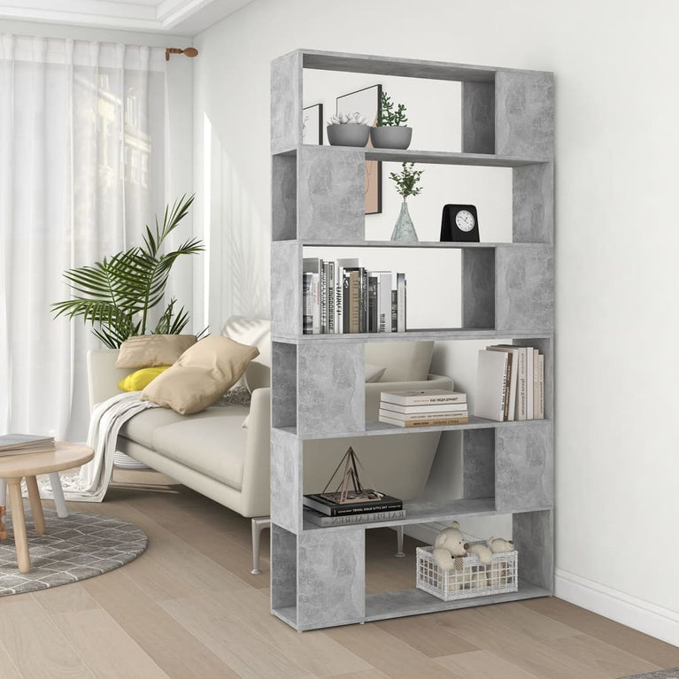 Boekenkast/kamerscherm 100x24x188 cm betongrijs MeubelReus