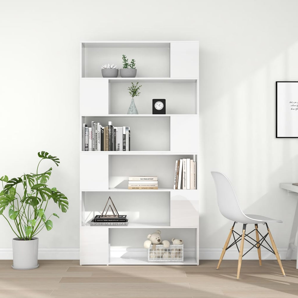 Boekenkast/kamerscherm 100x24x188 cm hoogglans wit MeubelReus