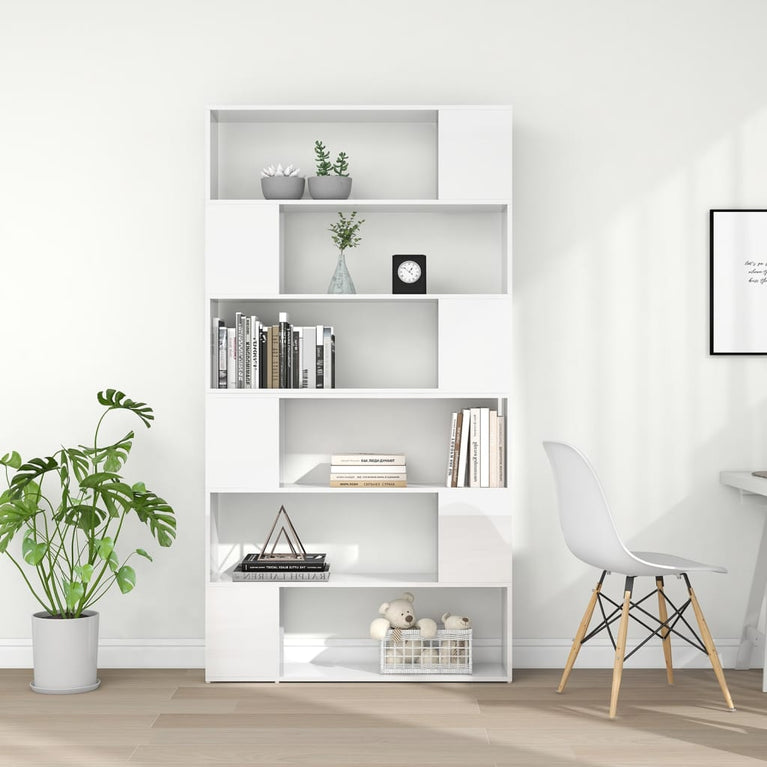 Boekenkast/kamerscherm 100x24x188 cm hoogglans wit MeubelReus