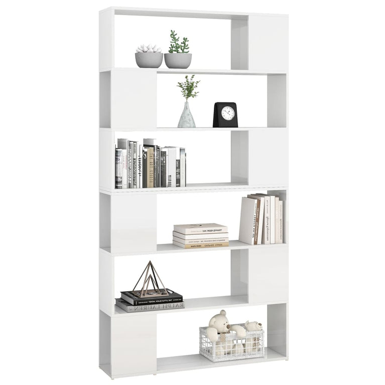 Boekenkast/kamerscherm 100x24x188 cm hoogglans wit MeubelReus