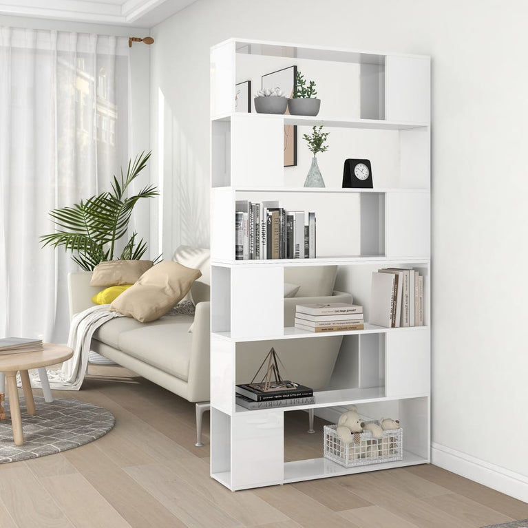 Boekenkast/kamerscherm 100x24x188 cm hoogglans wit MeubelReus
