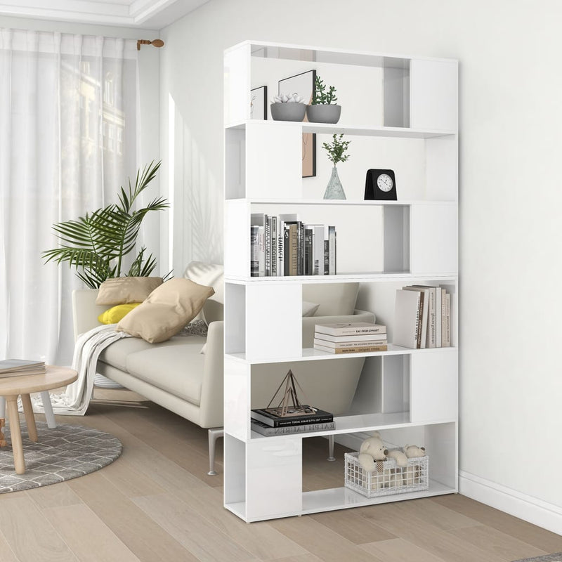 Boekenkast/kamerscherm 100x24x188 cm hoogglans wit MeubelReus