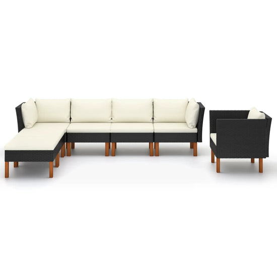 7-delige Loungeset poly rattan en eucalyptushout zwart MeubelReus