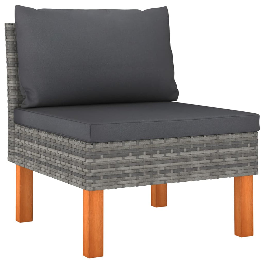 6-delige Loungeset poly rattan en eucalyptushout grijs MeubelReus