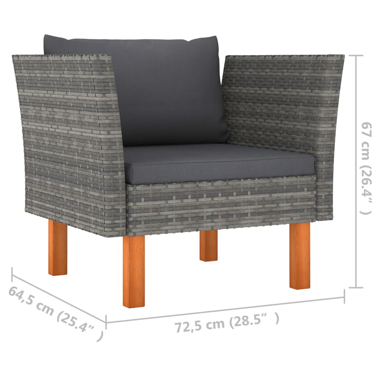 8-delige Loungeset poly rattan en eucalyptushout grijs MeubelReus