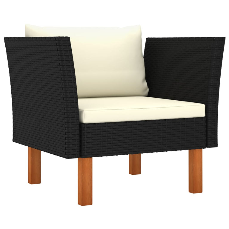 8-delige Loungeset poly rattan en eucalyptushout zwart MeubelReus