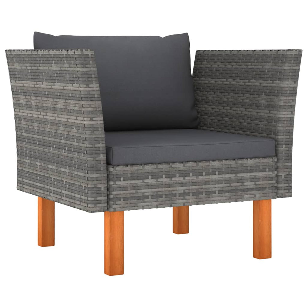 10-delige Loungeset poly rattan en eucalyptushout grijs MeubelReus