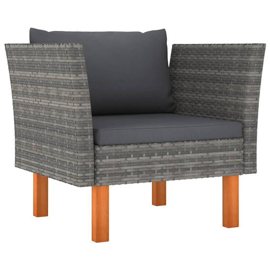 10-delige Loungeset poly rattan en eucalyptushout grijs MeubelReus
