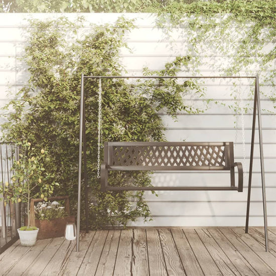 Schommelbank 125 cm staal en kunststof zwart MeubelReus