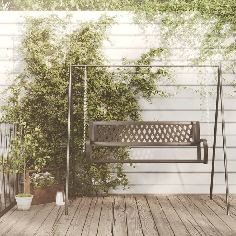 Schommelbank 125 cm staal en kunststof zwart MeubelReus