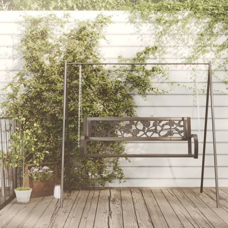 Schommelbank 125 cm staal en kunststof zwart MeubelReus