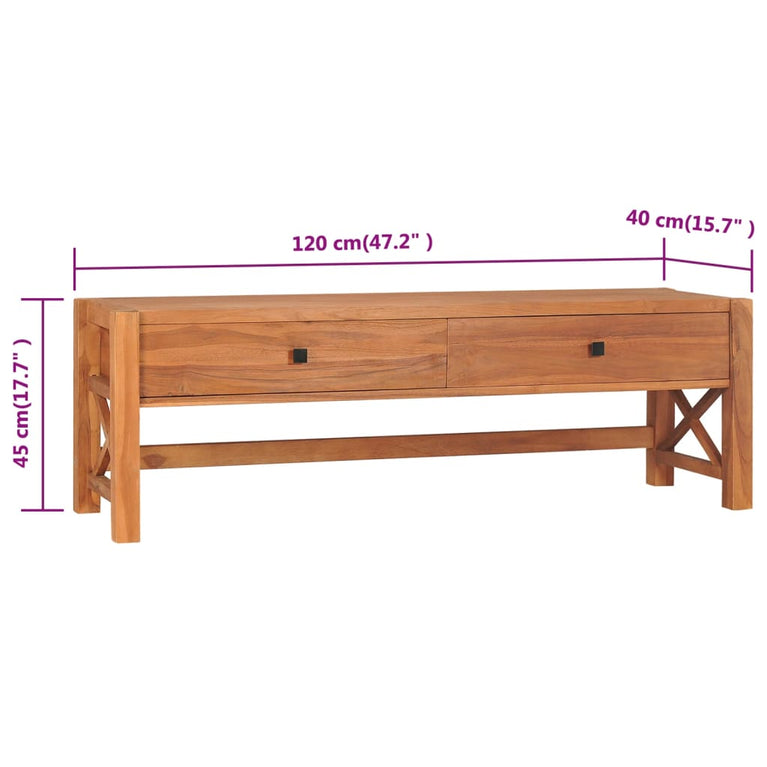 Tv-meubel met lades 120x40x45 cm massief teakhout MeubelReus