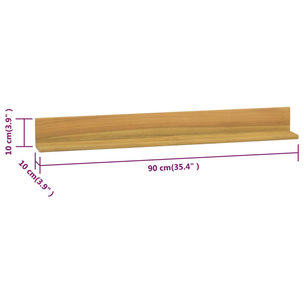 Wandschappen 2 st 90x10x10 cm massief teakhout MeubelReus