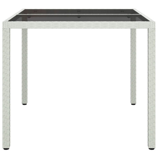 Tuintafel 90x90x75 cm gehard glas en poly rattan wit MeubelReus