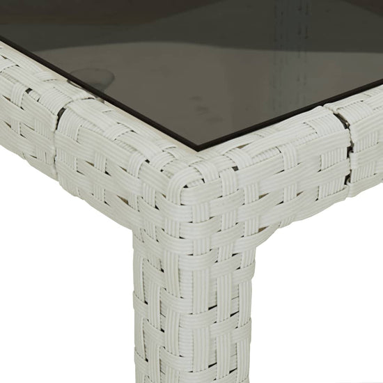 Tuintafel 90x90x75 cm gehard glas en poly rattan wit MeubelReus